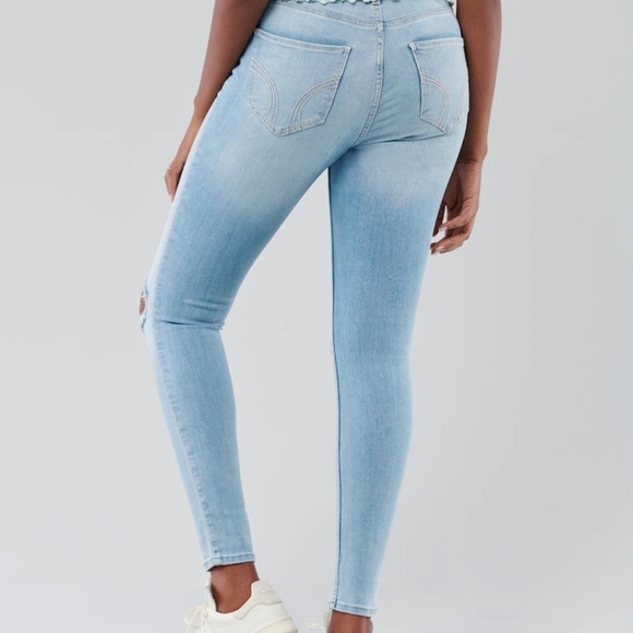 Hollister HIGH-RISE SUPER SKINNY JEANS Size 0 / 24 Light Wash NEW! - Picture 3 of 14